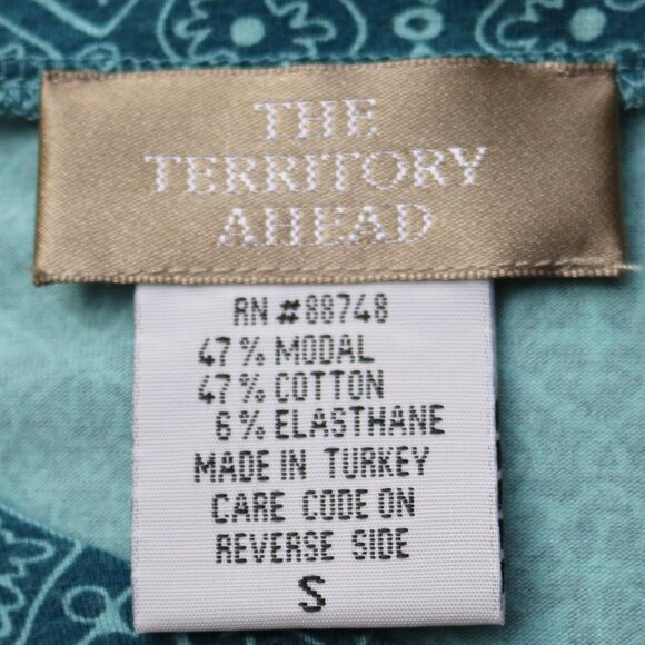 The Territory Ahead Turquoise Geometric Print Stretch Modal Cotton Midi Dress S - Picture 6 of 6